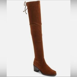 Stuart Weitzman OTK Elevated Suede Boots in Walnut Size 6.5